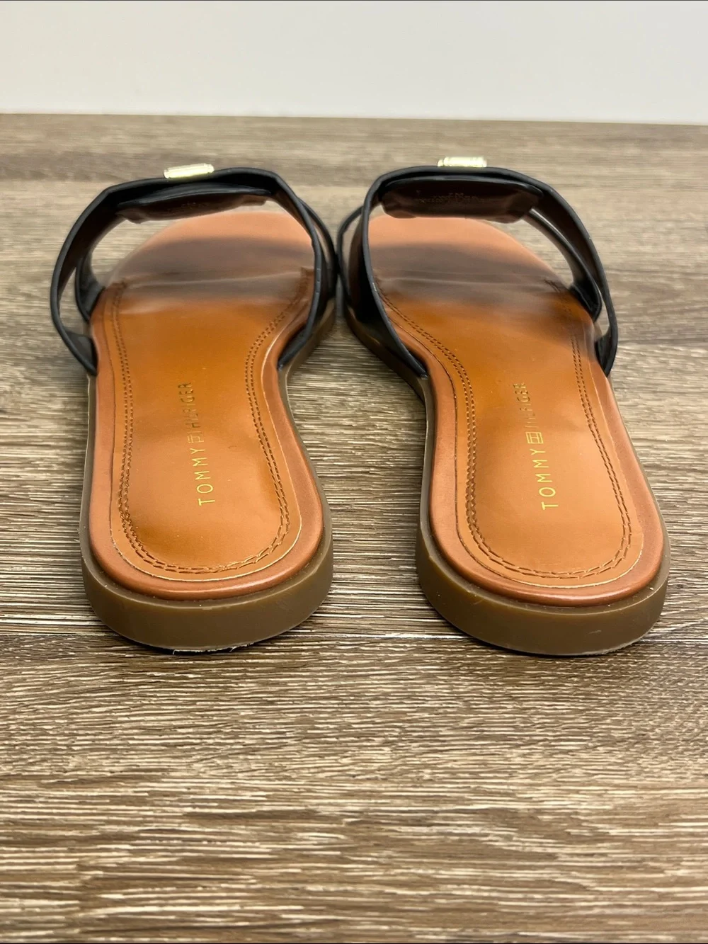 Tommy Hilfiger Twpixee Black Double Strap Slide Sandals Size 7M